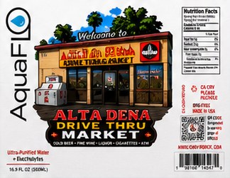 AquaFlo label for Alta Dena Drive Thru Market