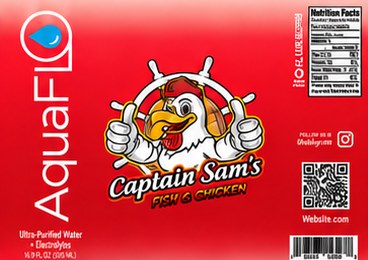 AquaFlo label for Captain Sam's Fish & Chicken